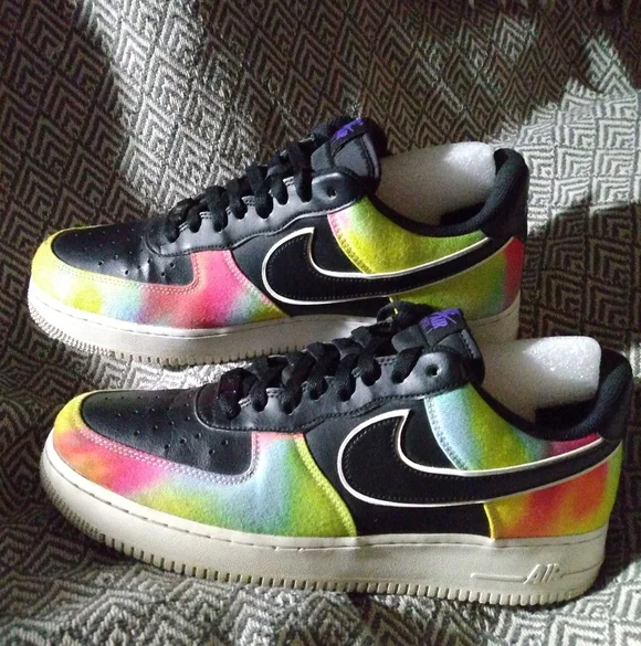 Nike Air Force 1 Low Black Tie Dye Mens Size 1 - Picture 4 of 13
